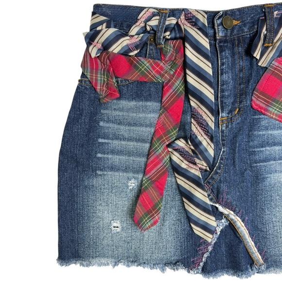 Vintage Y2K Denim Plaid Micro Mini Skirt Size 4 Karen Millen - Picture 2 of 8